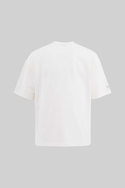 Machinist Men's Patchwork and Embroidered Oversize Ecru T-Shirt