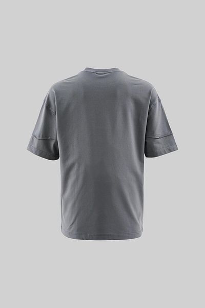 Machinist Tricou oversize afumat cu broderie tehnică pentru bărbați
