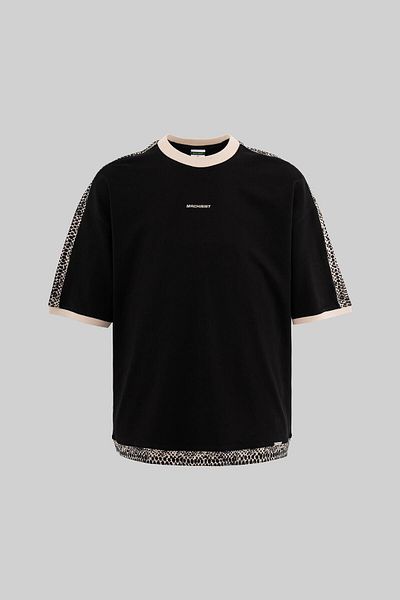 Machinist Men's Sneak Skin Details Oversize Black T-Shirt