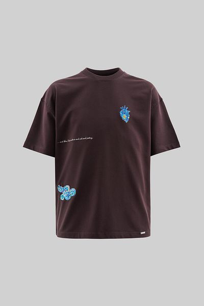 Machinist Men's the Starry Night Oversize Brown T-Shirt