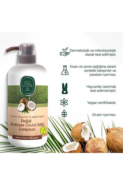 Eyüp Sabri Tuncer 3 Coconut Milk Shampoo 600 ml and Shampoo Brush Gift