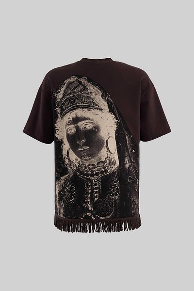 Machinist Men's Traditional Fringe Oversize Brown T-Shirt