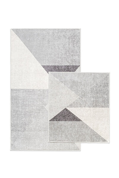 SENAX طقم سجادة حمام بنمط هندسي مكون من قطعتين - طباعة رقمية