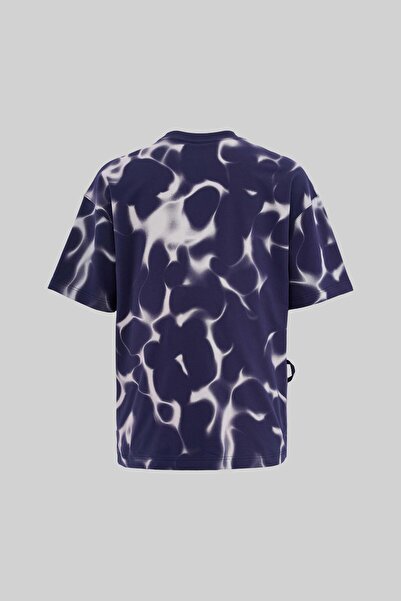 Machinist Ανδρικό μπλουζάκι με αφηρημένο μοτίβο με στάμπα μεγάλου μεγέθους Navy Blue