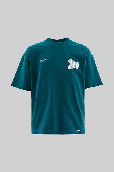 Machinist Men's Patchwork and Stitched Oversize Oil Green T-Shirt