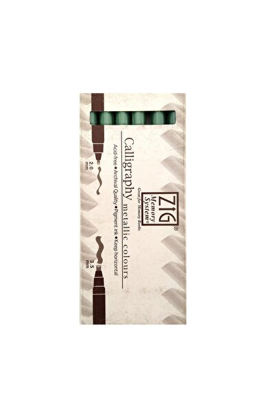 Zig Calligraphy Pen Metallic Gilding, Flat Cut, Ms8400-Green No:121-Case 6S