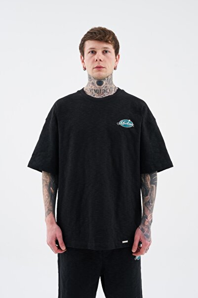 Machinist Men's Premium Fabric Printed Oversize Black T-Shirt