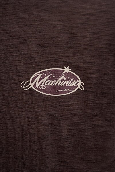 Machinist Ανδρικό μπλουζάκι από ύφασμα Premium με στάμπα σε καφέ χρώμα