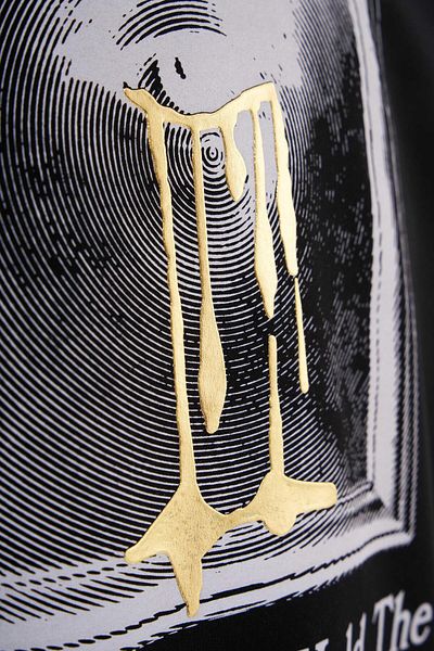 Machinist Men's Golden Tears Printed Oversize Black T-Shirt