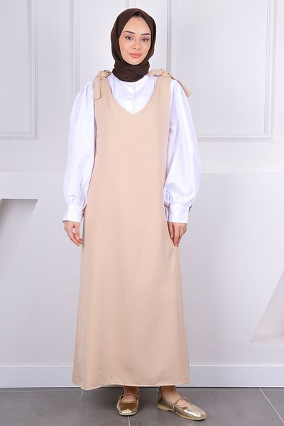 İmajButik Μπεζ δεμένο Gilet