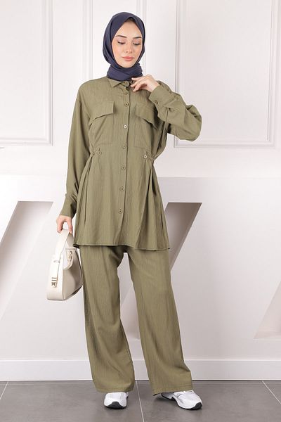 İmajButik Χακί Τσέπη Τουνίκ Παντελόνι
