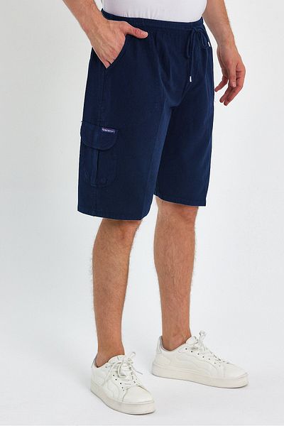 Dechers Men's Cargo Pocket Large Size 100% Cotton Linen Look Shorts E202