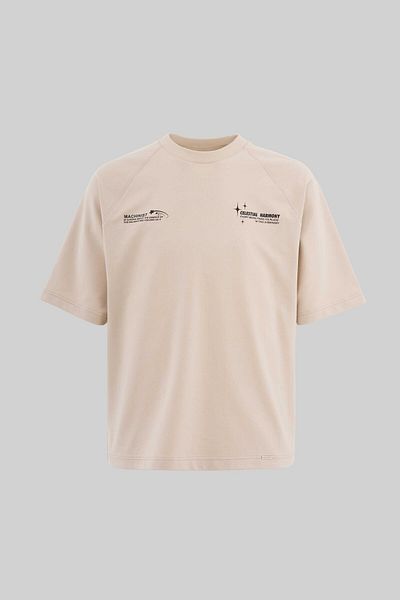 Machinist Ανδρικό μπλουζάκι με στάμπα Raglan Oversize Soft Beige