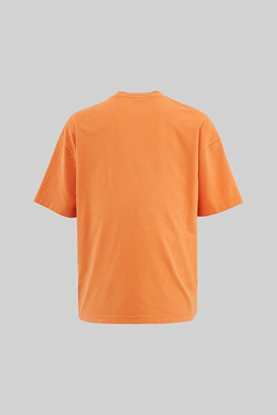 Machinist Men's Graphic and Slogan Printed Washable Oversize Orange T-Shirt
