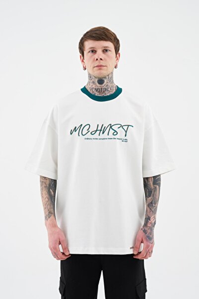 Machinist Ανδρικό μπλουζάκι εκρού με χρωματιστό και τεχνικό κέντημα