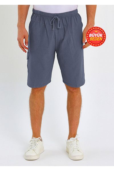 Dechers Ανδρικό σορτς Cargo Pocket Plus Size 100% βαμβακερό λινό E202