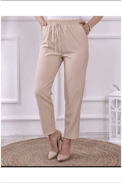memetti m şekil Large Size Stone Color Carrot Leg Women's Trousers