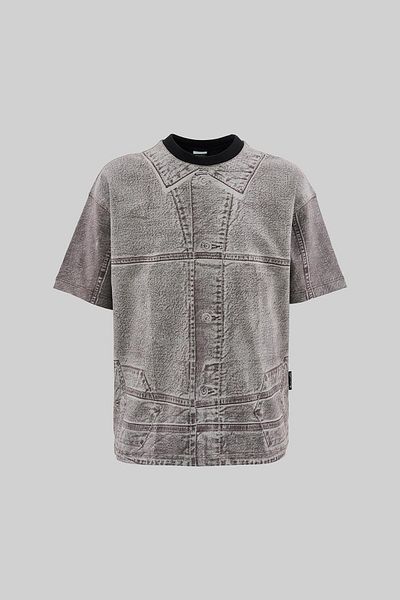 Machinist Ανδρικό μπλουζάκι τζιν Efect Oversize Soft Beige