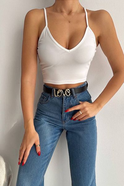 msm fashion Women's Strappy Crop V-Neck Basic Bustier