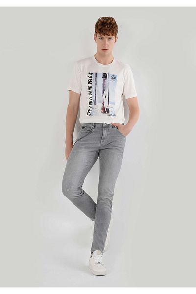 Colin's 041 Pantaloni de jeans gri pentru bărbați, slim fit, cu talie joasă