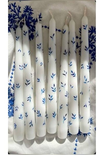 Genel Markalar Desenli Kokulu Şamdan Mum Takımı, Lacivert, 2'li Set