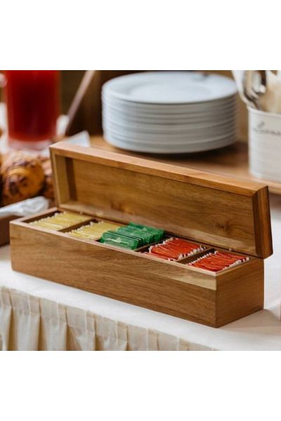 LEONE Cutie din lemn de acacia pentru ingrediente, 39x10.2x10 cm