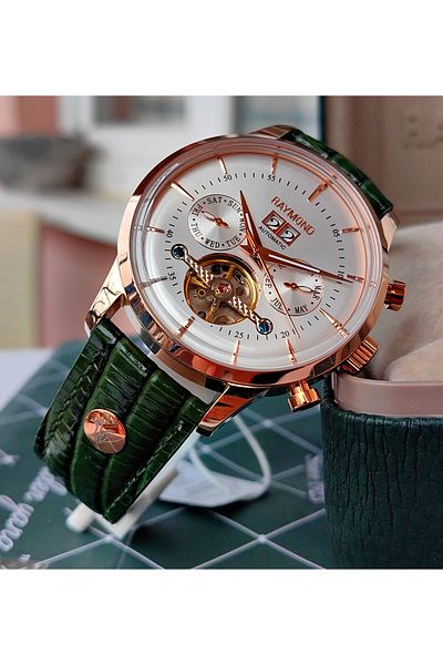Raymond Green Crocodile Pattern Automatic Men's Wristwatch