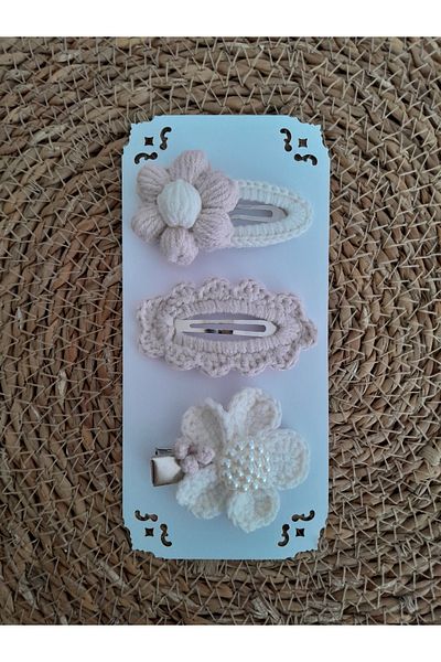 Accessories مجموعة إبزيم مكونة من 3 قطع محبوكة يدويًا مقاس 5 سم للأطفال والرضع والكبار