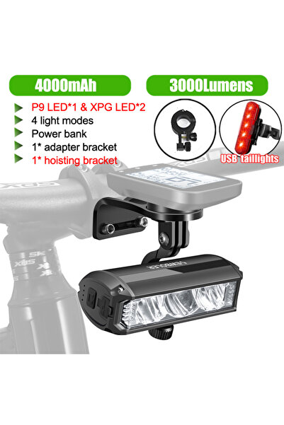 Choice مصباح خلفي للدراجة من NEWBOLER، مصباح أمامي للدراجة، 4000 مللي أمبير/س...