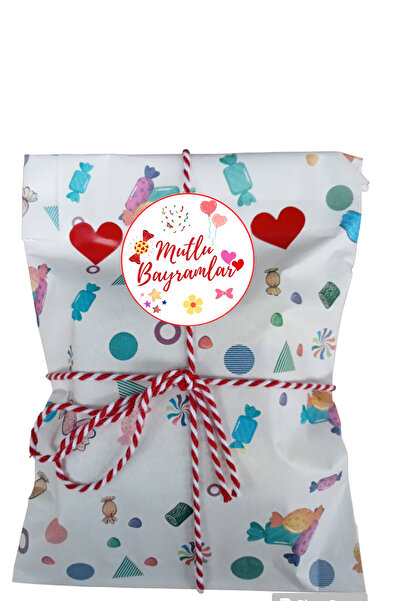 Dekals 20li  Hediye Poşeti Etiketi Mutlu Bayramlar Yazılı Sticker 4 cm