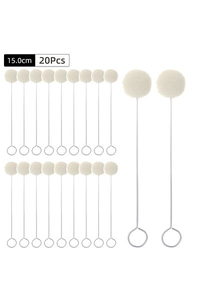 QJH 15cm-20Pcs 20-200 Pcs Wool Daubers, Practical Ball Brush Set, Leather Dye Tool with Metal Handle for