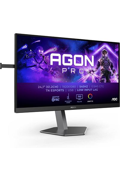 Aoc شاشة ألعاب Agon Pro AG246FK مقاس 24.1 بوصة بدقة FHD، 540 هرتز، 0.5 مللي ثانية - أسود/رمادي