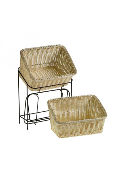 LEONE Set of 2 serving baskets with stand, 34x24x11/18 cm