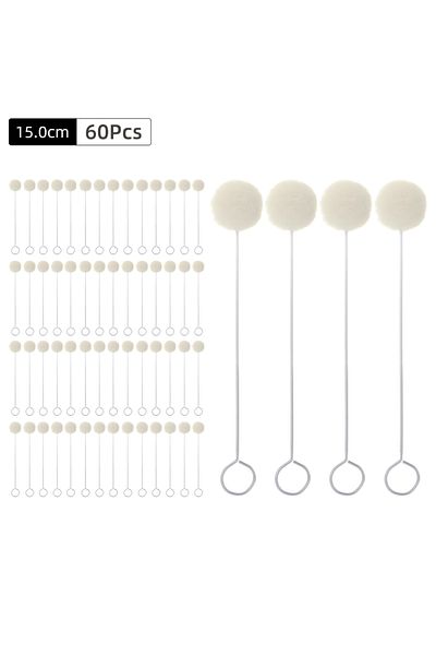 QJH 15cm-60Pcs 20-200 Pcs Wool Daubers, Practical Ball Brush Set, Leather Dye Tool with Metal Handle for