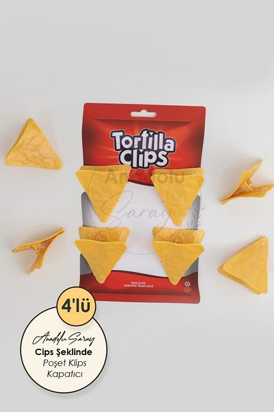 Anadolu Saray 4-Piece Fried Chips Shaped Bag Sealer Clip Am Balancing and Leakproof Bag Sealing Apparatus