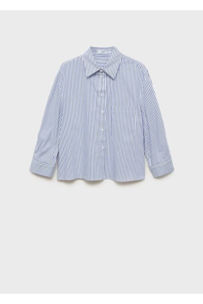 MANGO Woman Çok Pozisyonlu Kollu Çizgili Gömlek