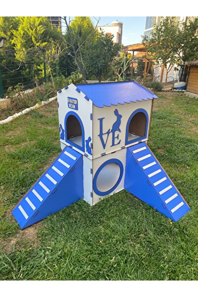 seventeen design Küçük Mavi Beyaz Tavşan Evi, Küçük Tavşan Yatağı, İki Katlı Tavşan Evi, Küçük Tavşan Yuvası