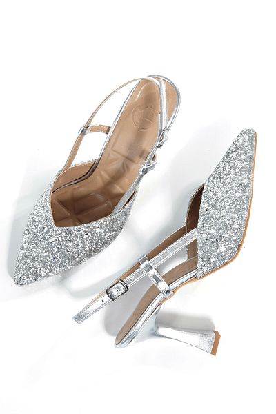 Modabuymus Paris Silver Broken Glass Evening Dress Shoes High Heel Stiletto