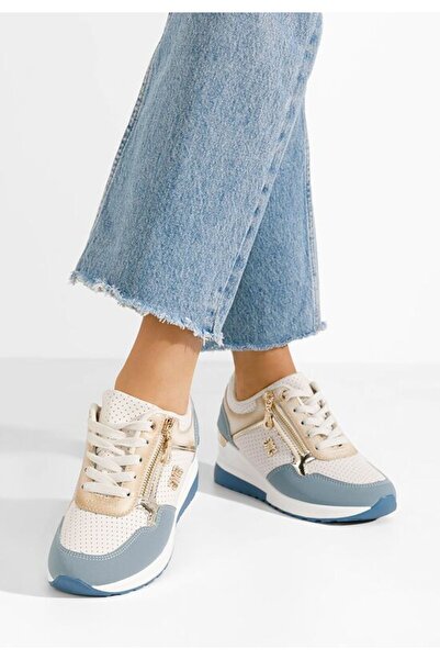 B T Shoes Κάιλιν Μπλε Σνίκερς Πλατφόρμας