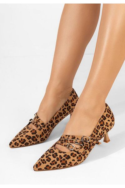B T Shoes Pantofi Cu Toc Subtire Marcella Leopard