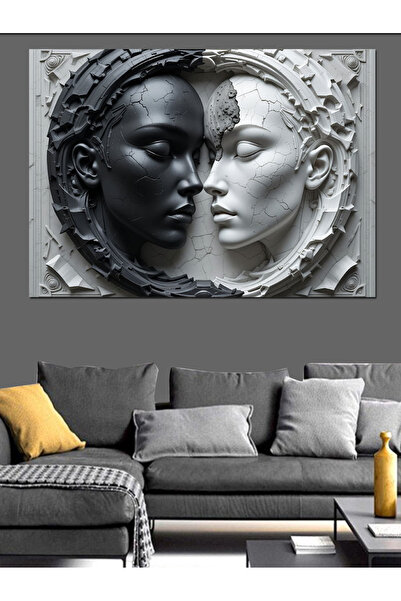 ekart Mermerden Kadın Ve Erkek Yüzü Dekoratif Tablo