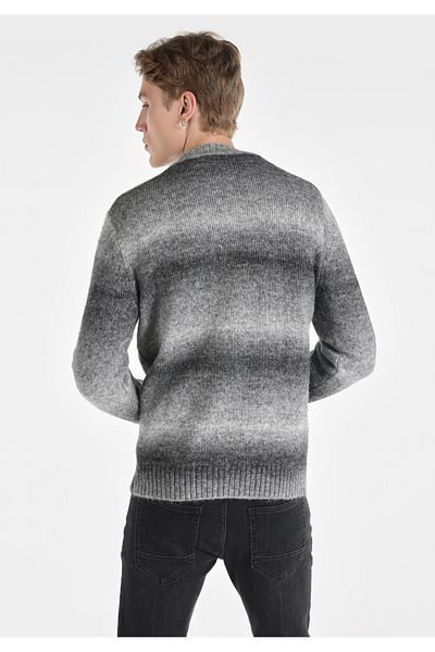 Colin's Regular Fit Round Neck Printed Men's Gray Sweater
