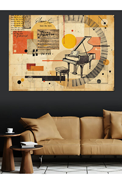 Tablo Mega Soyut Piyano Tasarımı Dekoratif Tablo