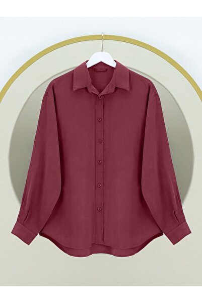 Modamorfo Oval Cut Tencel Cupra Shirt -Burgundy