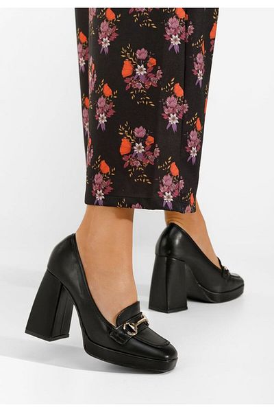 B T Shoes Madelyn black heeled loafers