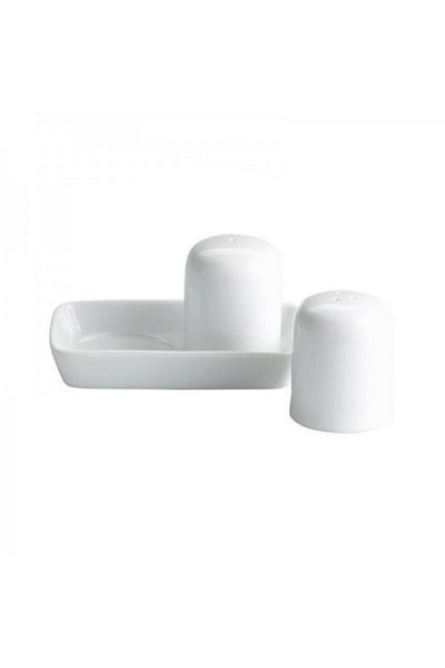 Viejo Valle Set 6 solnite si 6 pipernite cu tavita din portelan, Blanc, 12x7x6 cm
