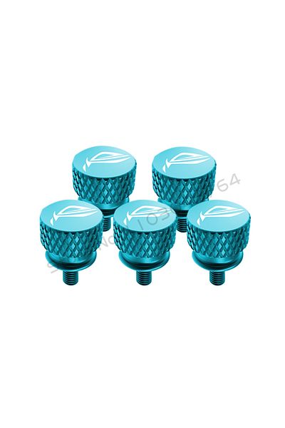 Flying Elephant Sky-Blue M3.5 Computer Case Screw ROG Logo Hand Tighten Step Thumb Knurled Aluminum CNC PC Beautify