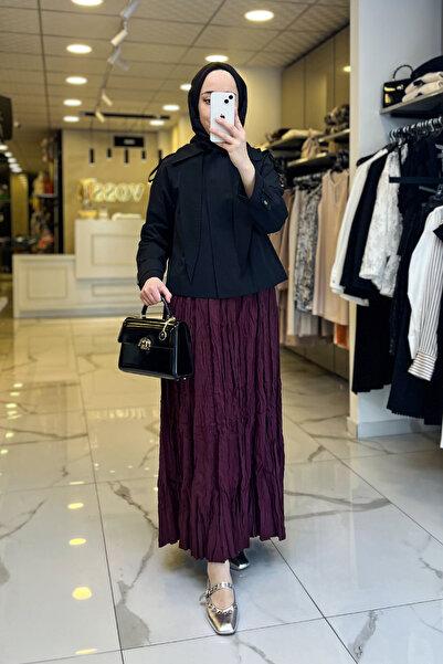 Vosse Sedna Siyah Kapüşonlu Düğmeli Trençkot