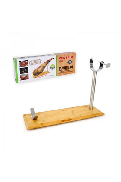 Quttin Bamboo and metal ham stand, 48.5x16.5x2.3 cm
