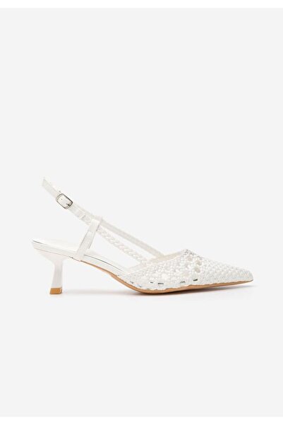 B T Shoes Pantofi stiletto slingback Heliosa V2 albi